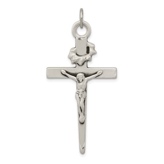 Million Charms 925 Sterling Silver Antiqued Relgious Crucifix Pendant