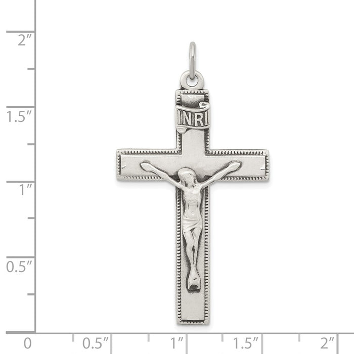 Million Charms 925 Sterling Silver Antiqued Inri Relgious Crucifix Pendant