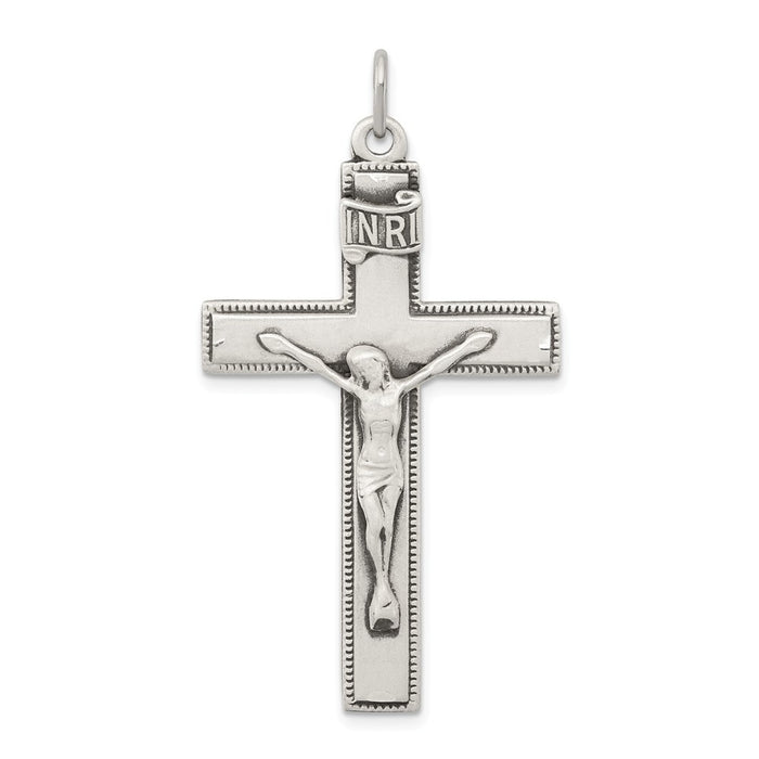 Million Charms 925 Sterling Silver Antiqued Inri Relgious Crucifix Pendant