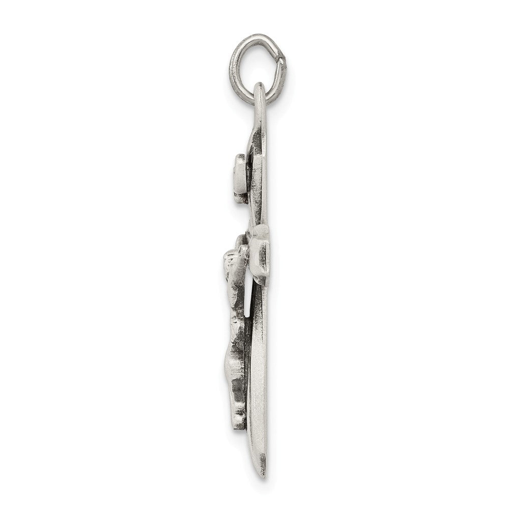 Million Charms 925 Sterling Silver Antiqued Inri Relgious Crucifix Pendant