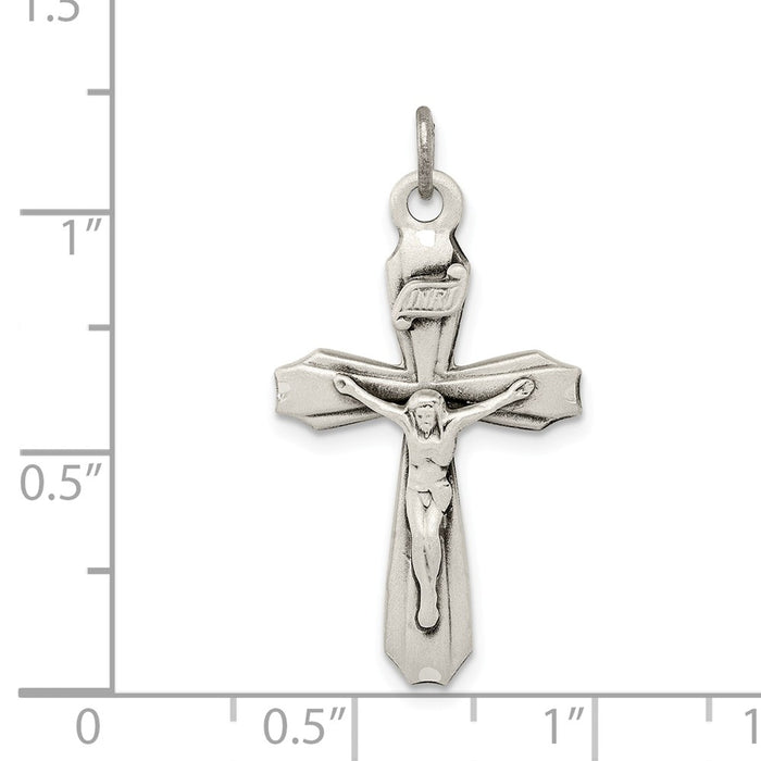 Million Charms 925 Sterling Silver Antiqued Inri Relgious Crucifix Pendant