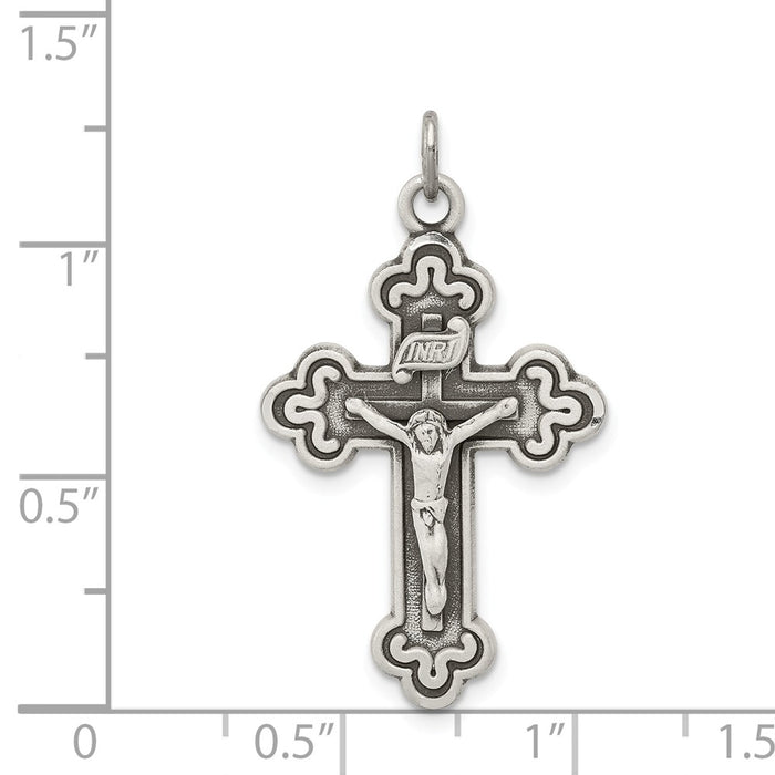 Million Charms 925 Sterling Silver Antiqued Inri Relgious Crucifix Pendant