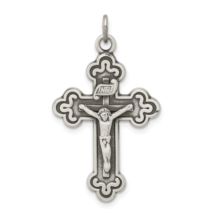 Million Charms 925 Sterling Silver Antiqued Inri Relgious Crucifix Pendant