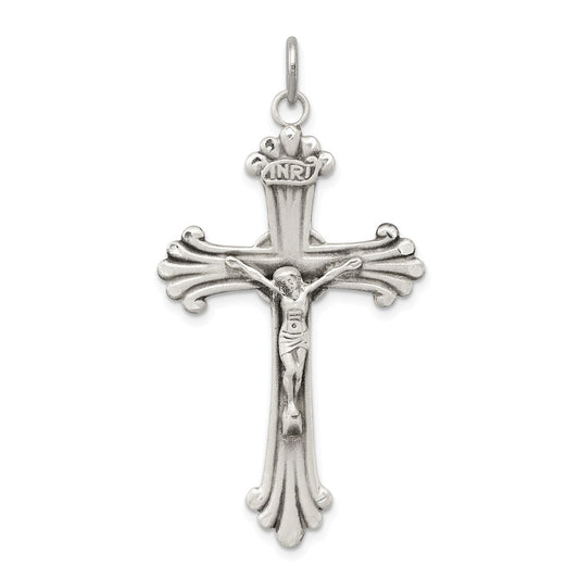 Million Charms 925 Sterling Silver Antiqued Inri Relgious Crucifix Pendant