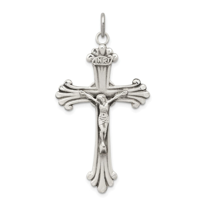 Million Charms 925 Sterling Silver Antiqued Inri Relgious Crucifix Pendant