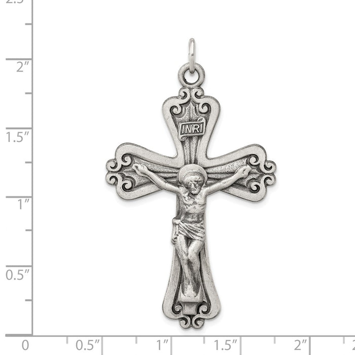 Million Charms 925 Sterling Silver Antiqued Inri Relgious Crucifix Pendant