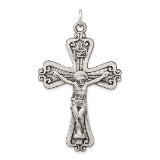 Million Charms 925 Sterling Silver Antiqued Inri Relgious Crucifix Pendant
