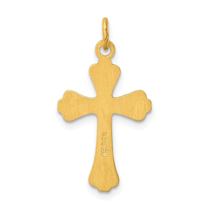 Million Charms 925 Sterling Silver & 24K Gold Themed -Plated Relgious Cross Charm