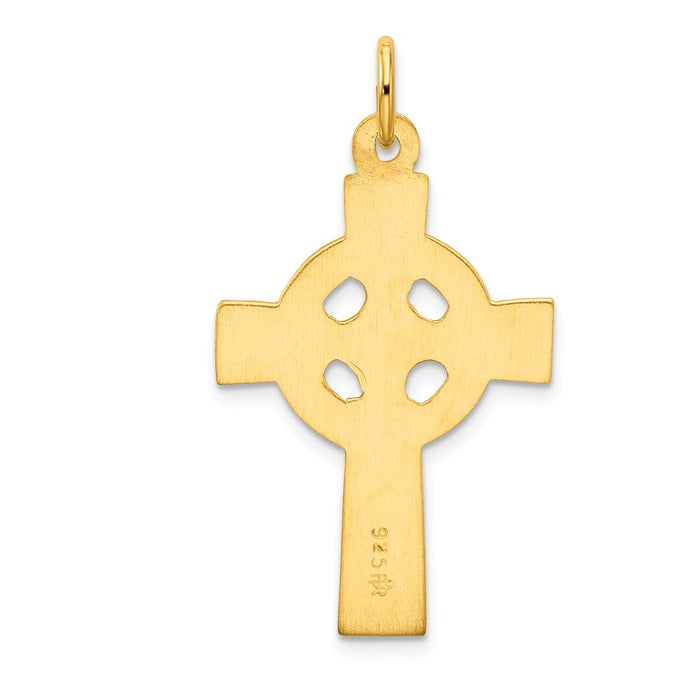 Million Charms 925 Sterling Silver & 24K Gold Themed -Plated Celtic Relgious Cross Pendant