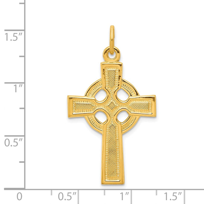 Million Charms 925 Sterling Silver & 24K Gold Themed -Plated Celtic Relgious Cross Pendant