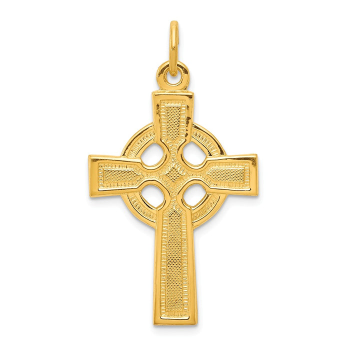 Million Charms 925 Sterling Silver & 24K Gold Themed -Plated Celtic Relgious Cross Pendant