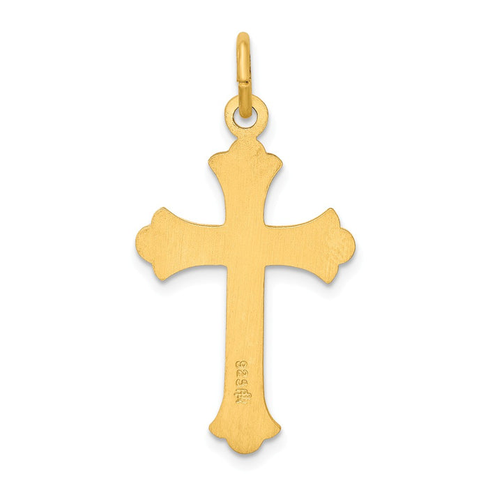 Million Charms 925 Sterling Silver & 24K Gold Themed -Plated Relgious Cross Pendant