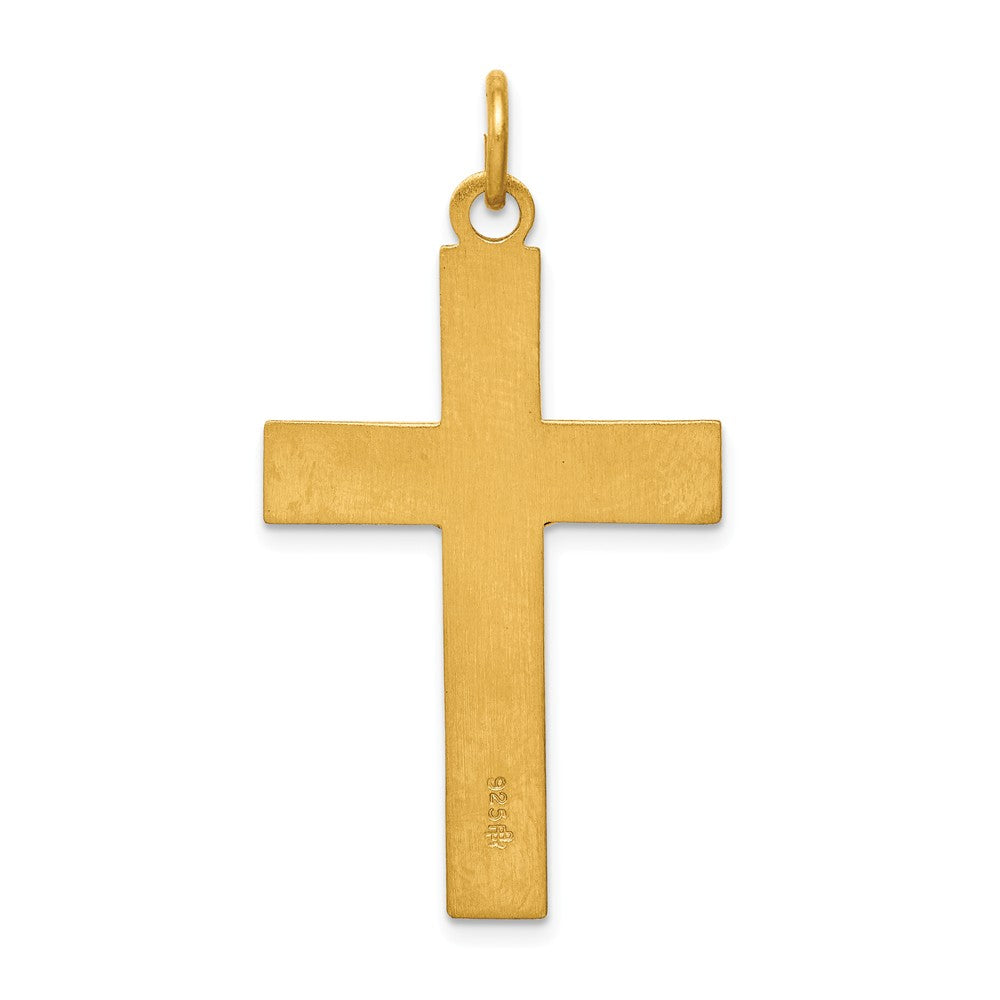 Million Charms 925 Sterling Silver & 24K Gold Themed -Plated Inri Relgious Crucifix Pendant