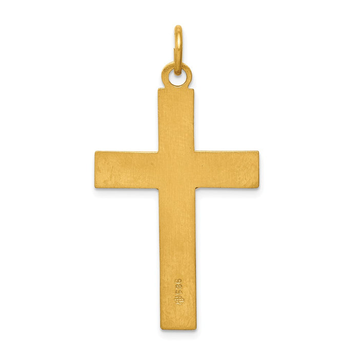 Million Charms 925 Sterling Silver & 24K Gold Themed -Plated Inri Relgious Crucifix Pendant