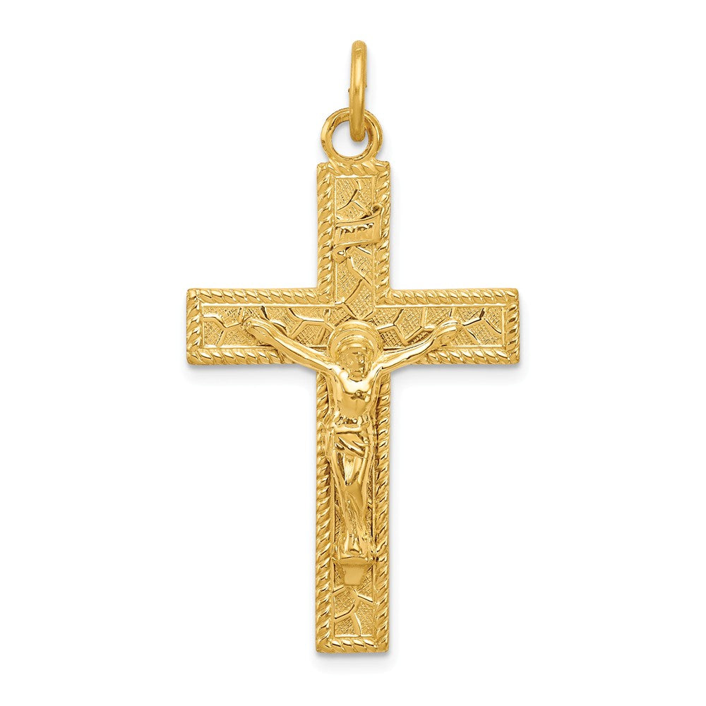 Million Charms 925 Sterling Silver & 24K Gold Themed -Plated Inri Relgious Crucifix Pendant