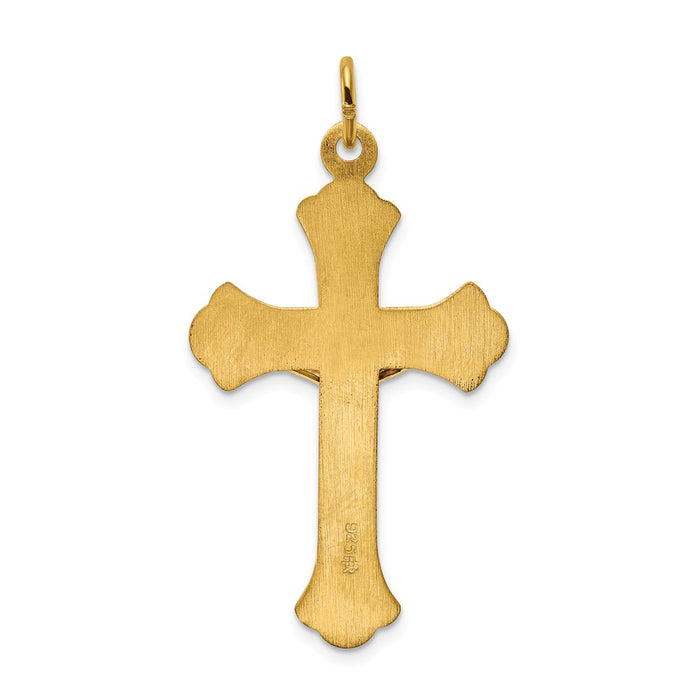 Million Charms 925 Sterling Silver & 24K Gold Themed -Plated Inri Relgious Crucifix Pendant
