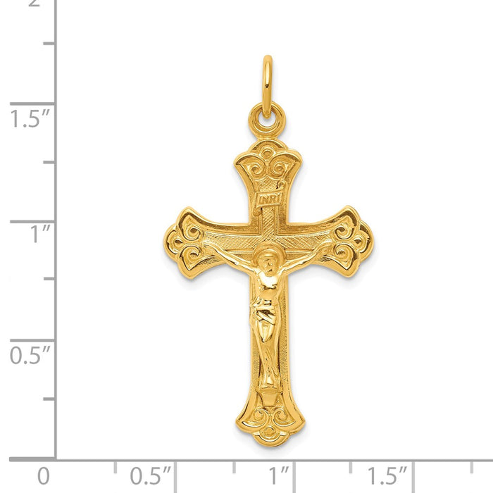 Million Charms 925 Sterling Silver & 24K Gold Themed -Plated Inri Relgious Crucifix Pendant