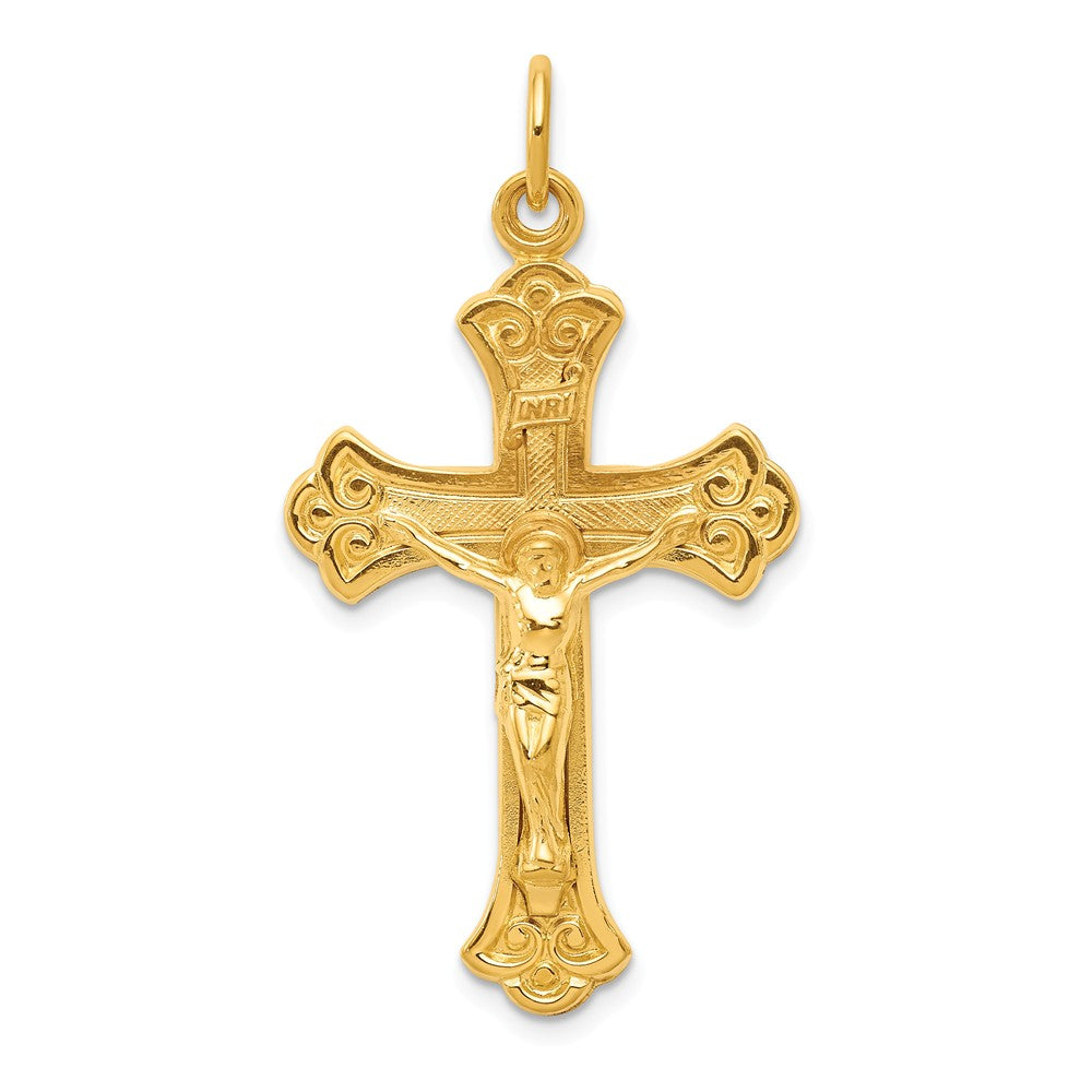 Million Charms 925 Sterling Silver & 24K Gold Themed -Plated Inri Relgious Crucifix Pendant
