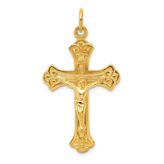 Million Charms 925 Sterling Silver & 24K Gold Themed -Plated Inri Relgious Crucifix Pendant