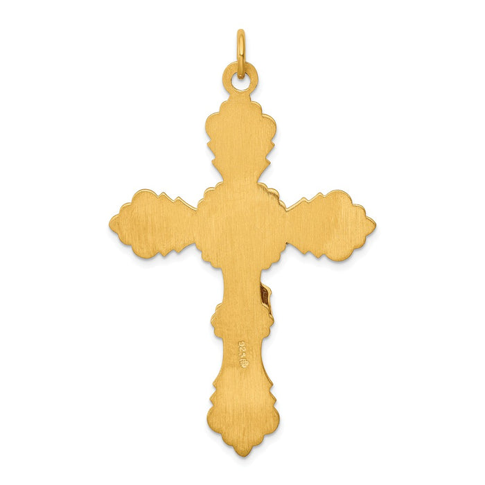 Million Charms 925 Sterling Silver & 24K Gold Themed -Plated Inri Relgious Crucifix Pendant