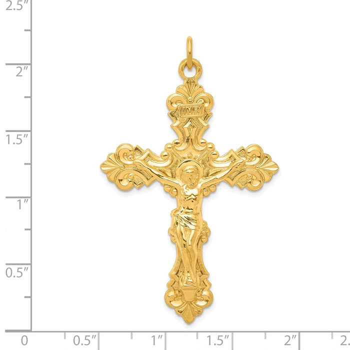 Million Charms 925 Sterling Silver & 24K Gold Themed -Plated Inri Relgious Crucifix Pendant
