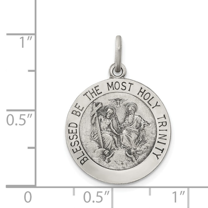 Million Charms 925 Sterling Silver Antiqued Holy Trinity Medal