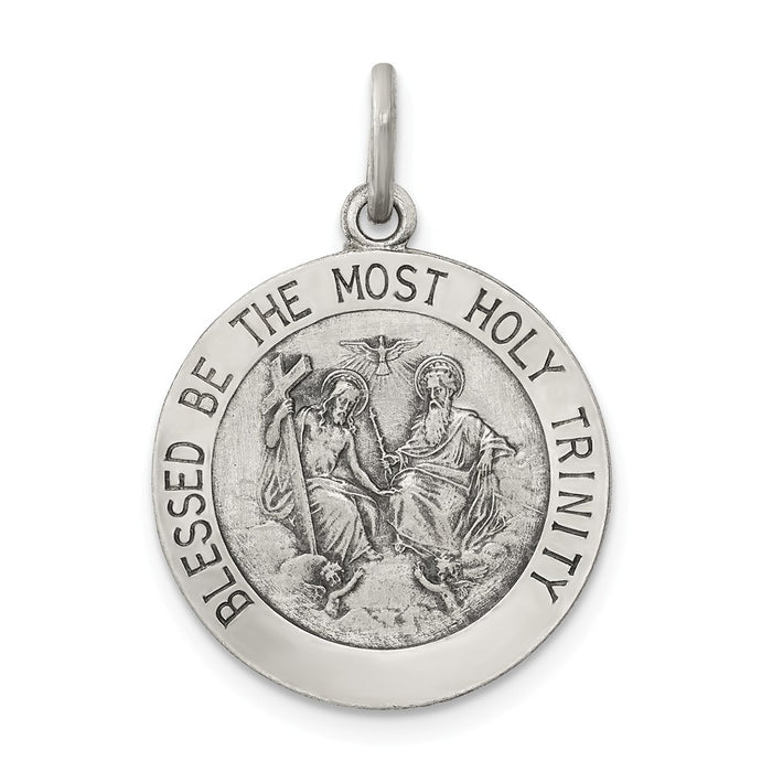 Million Charms 925 Sterling Silver Antiqued Holy Trinity Medal