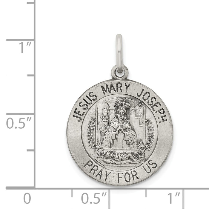 Million Charms 925 Sterling Silver Antiqued Holy Family Medal