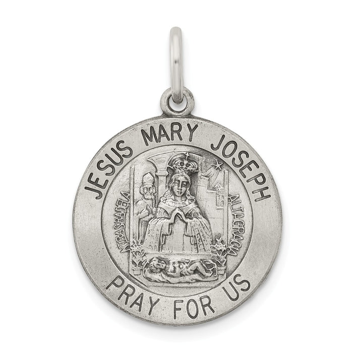 Million Charms 925 Sterling Silver Antiqued Holy Family Medal