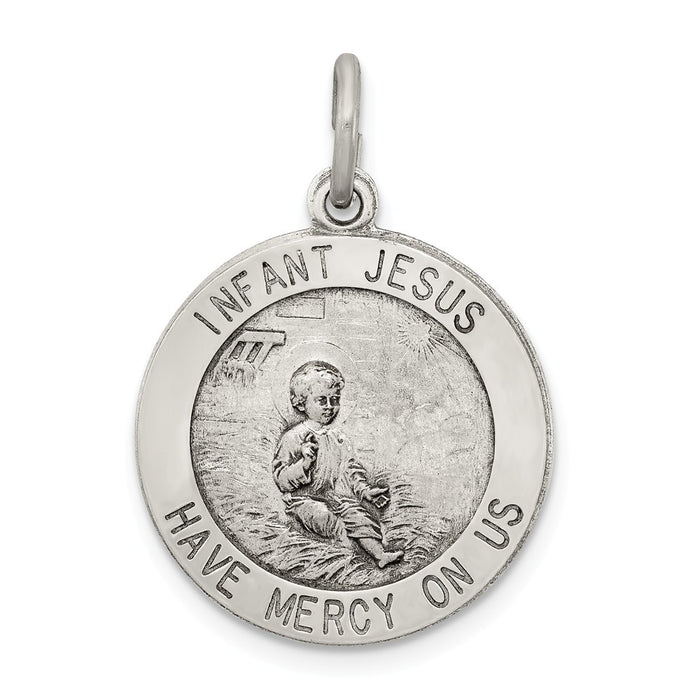 Million Charms 925 Sterling Silver Antiqued Infant Jesus Medal