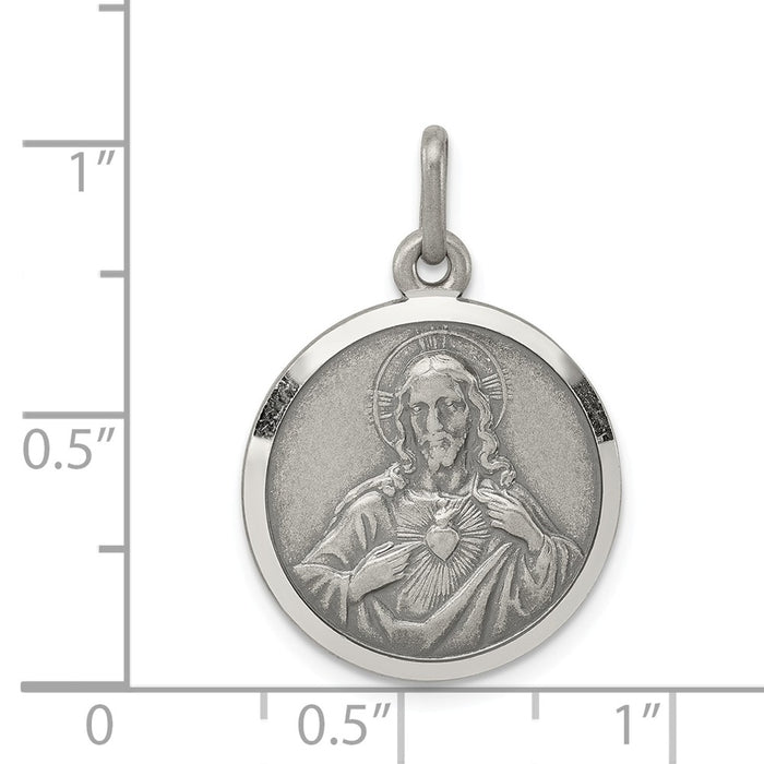 Million Charms 925 Sterling Silver Sacred Heart Of Jesus Medal