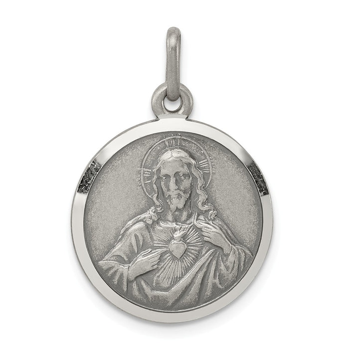 Million Charms 925 Sterling Silver Sacred Heart Of Jesus Medal