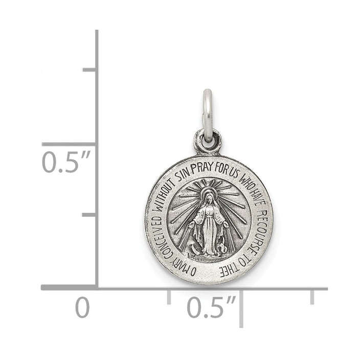 Million Charms 925 Sterling Silver Antiqued Religious Miraculous Medal