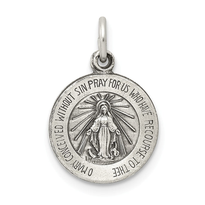 Million Charms 925 Sterling Silver Antiqued Religious Miraculous Medal