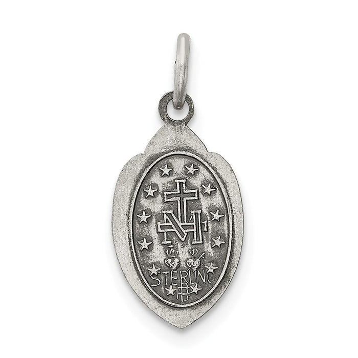 Million Charms 925 Sterling Silver Antiqued Religious Miraculous Medal