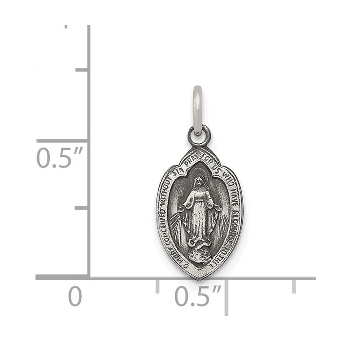 Million Charms 925 Sterling Silver Antiqued Religious Miraculous Medal