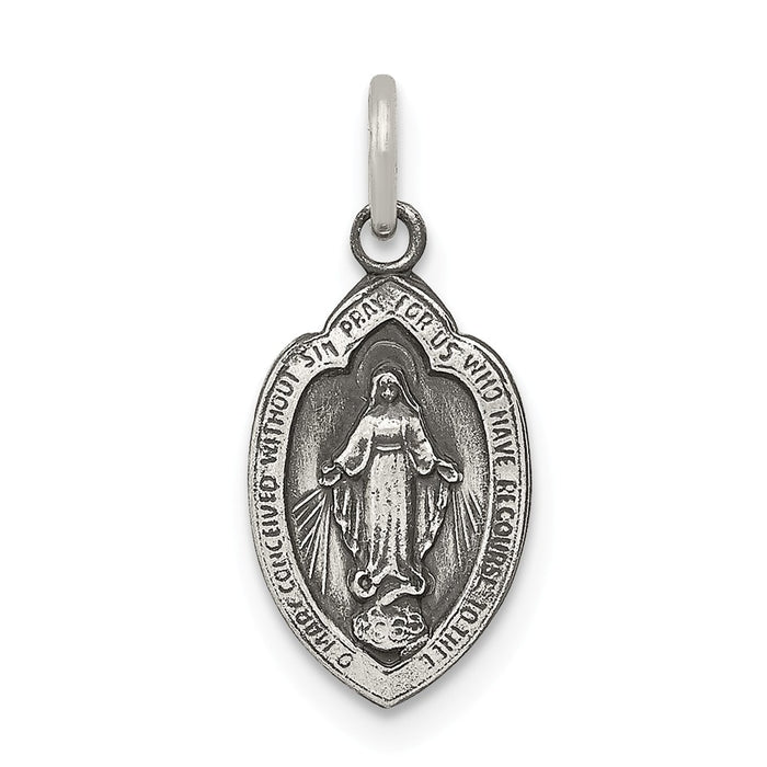 Million Charms 925 Sterling Silver Antiqued Religious Miraculous Medal