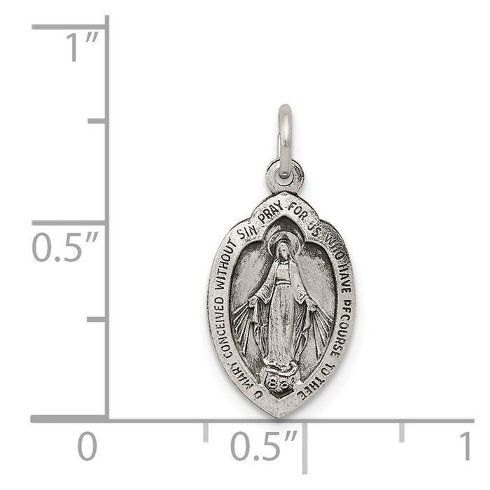 Million Charms 925 Sterling Silver Antiqued Religious Miraculous Medal