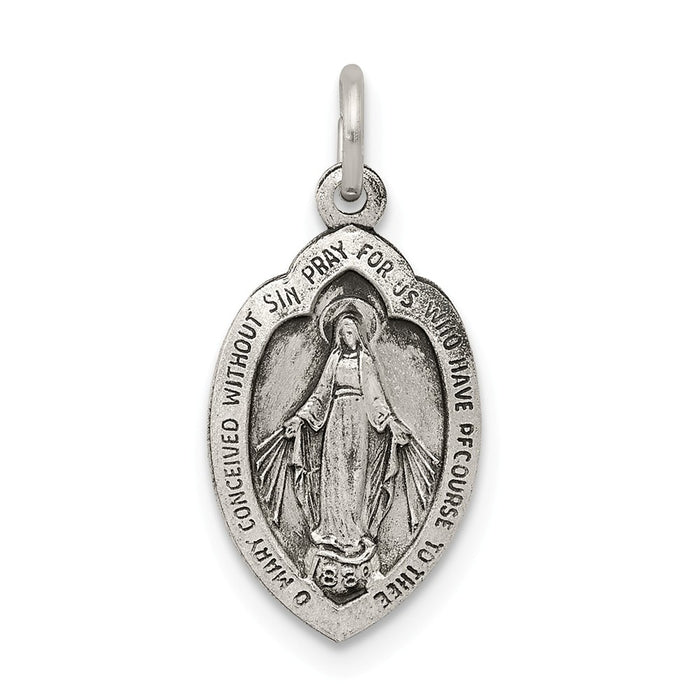 Million Charms 925 Sterling Silver Antiqued Religious Miraculous Medal