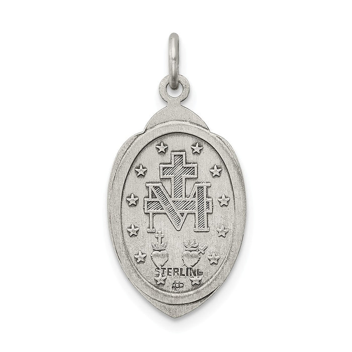 Million Charms 925 Sterling Silver Antiqued Religious Miraculous Medal