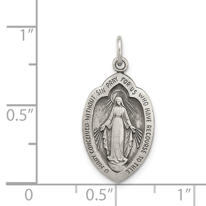 Million Charms 925 Sterling Silver Antiqued Religious Miraculous Medal