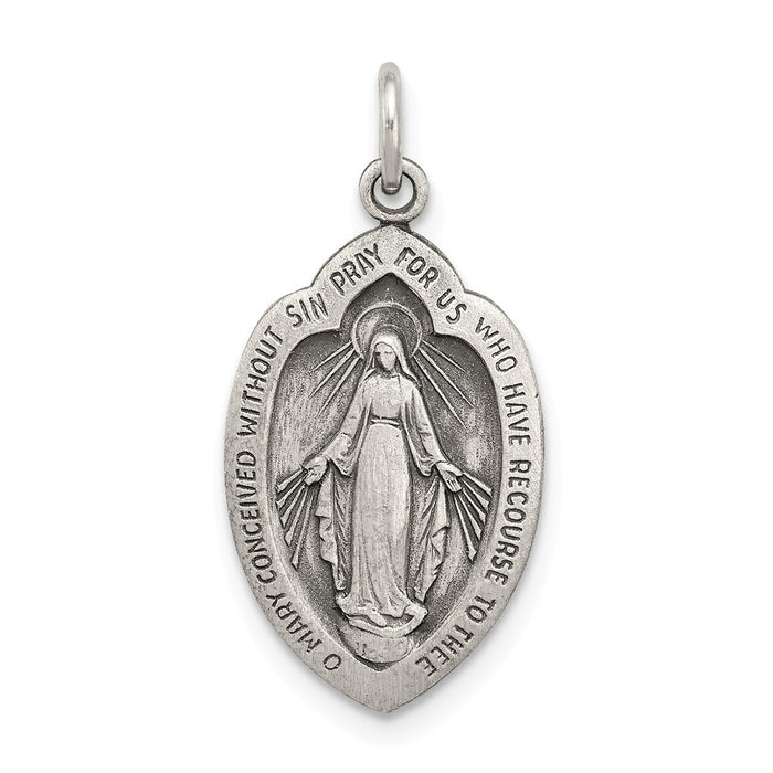 Million Charms 925 Sterling Silver Antiqued Religious Miraculous Medal