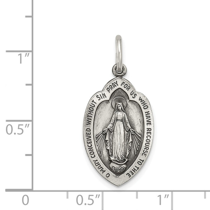 Million Charms 925 Sterling Silver Antiqued Religious Miraculous Medal