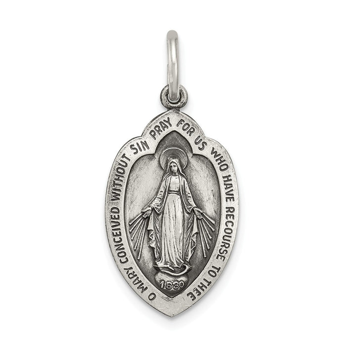 Million Charms 925 Sterling Silver Antiqued Religious Miraculous Medal