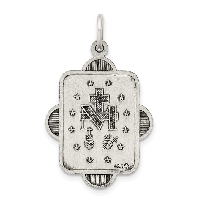 Million Charms 925 Sterling Silver Antiqued Religious Miraculous Medal