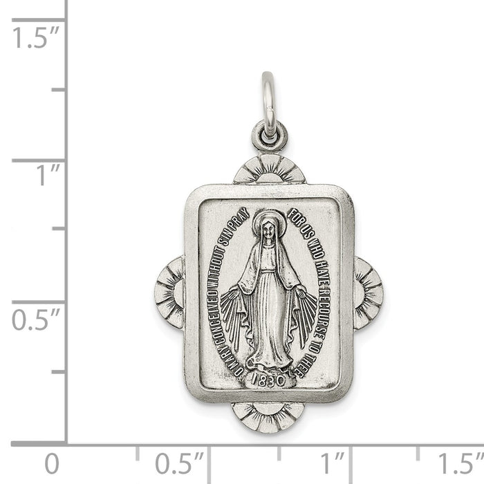 Million Charms 925 Sterling Silver Antiqued Religious Miraculous Medal