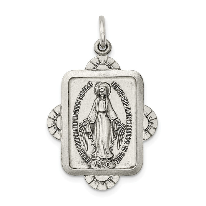 Million Charms 925 Sterling Silver Antiqued Religious Miraculous Medal