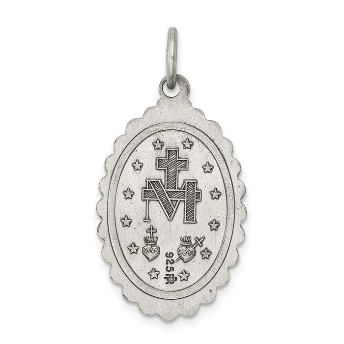 Million Charms 925 Sterling Silver Antiqued Religious Miraculous Medal