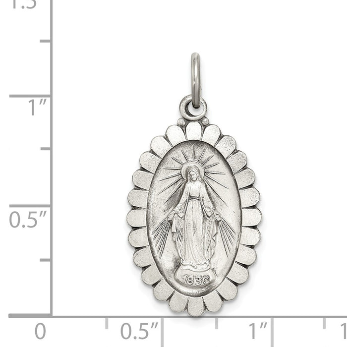 Million Charms 925 Sterling Silver Antiqued Religious Miraculous Medal