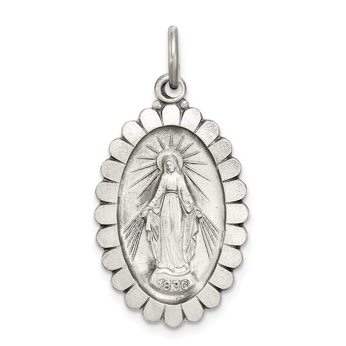 Million Charms 925 Sterling Silver Antiqued Religious Miraculous Medal